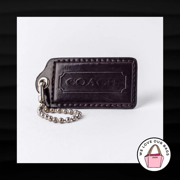 2.5" Large COACH BROWN PATENT LEATHER KEY FOB BAG CHARM KEYCHAIN HANGTAG TAG - Picture 1 of 1